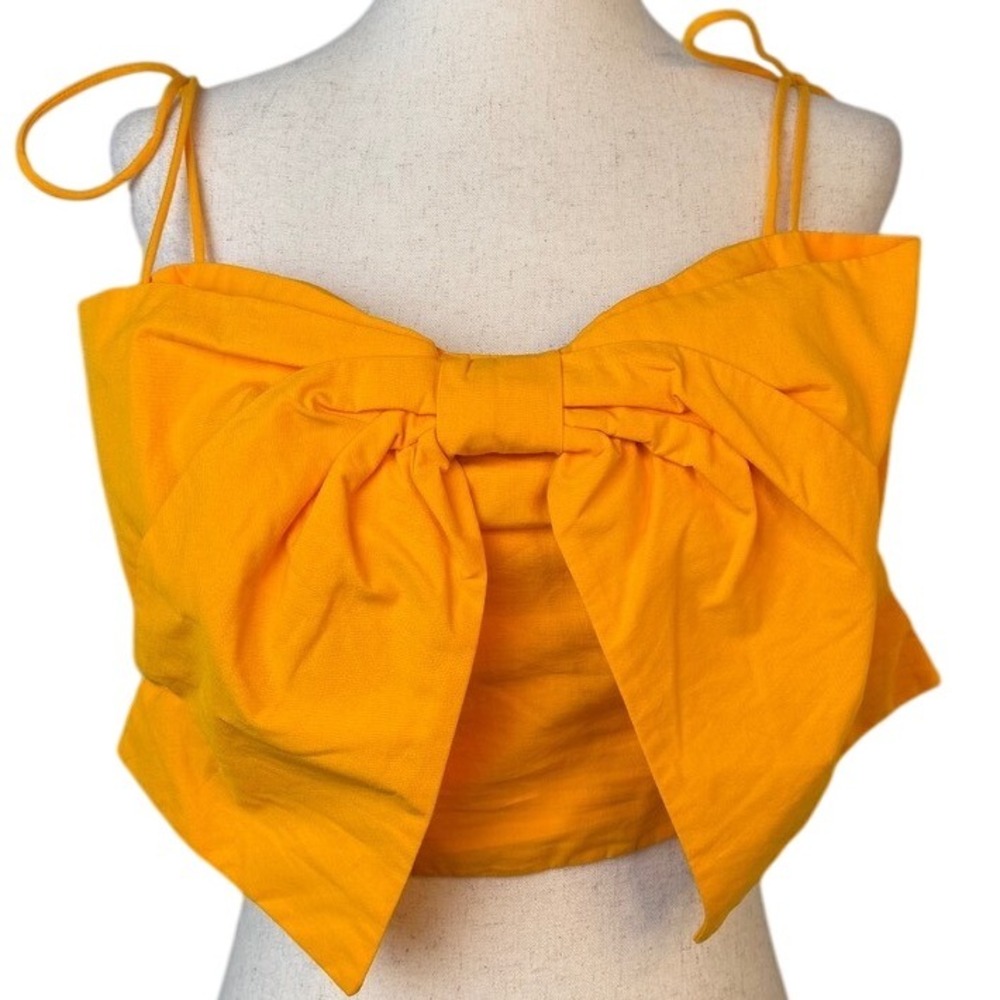 Maeve Anthropologie Bow Crop Top Sleeveless Party Blouse Yellow Small‎